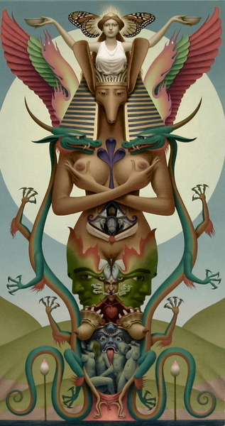 Goddess of the Serpent Twins
14x23
oil on paper and wood
2008
private collection

