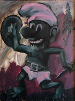 Viking Smurf 
11x14 
oil on cotton 2002
private collection
