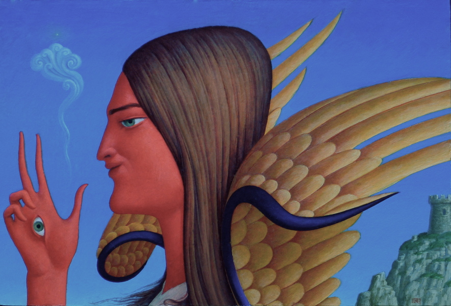 Unnamed Angel  6x9
oil on paper on panel 1989/2003
private collection